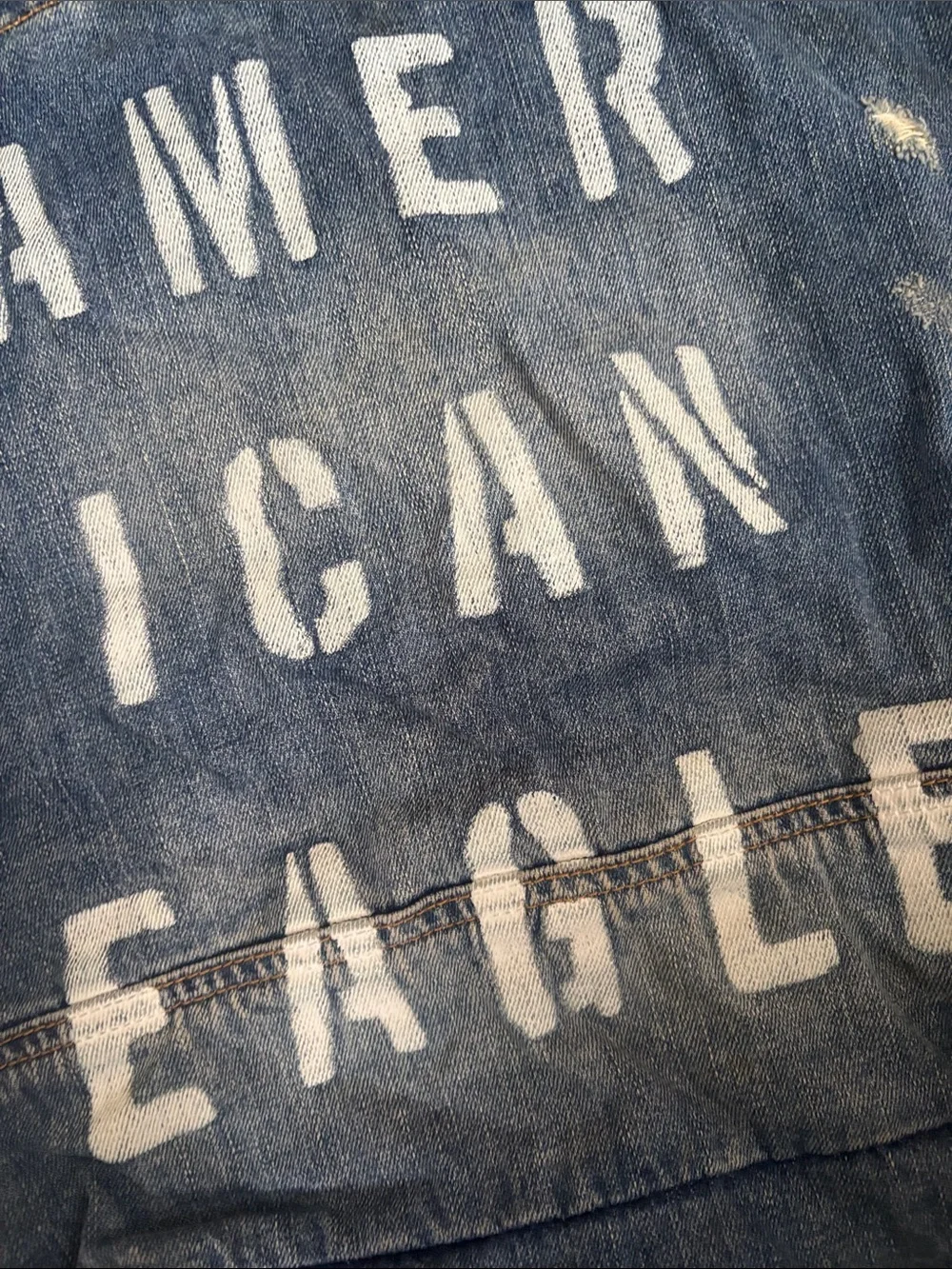 American Eagle Outfitters Distressed Denim Messenger Tote - Blue